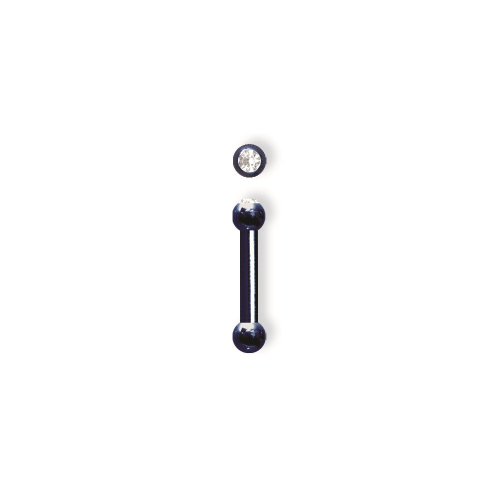 Plated SGSS BB w Press Fit Gem Ball 8G (3.2mm) 5/8 (15mm) Long w/ 1 6mm