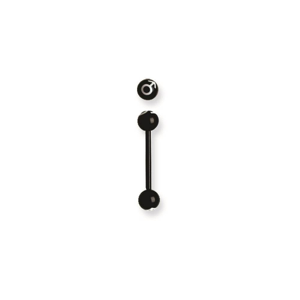 Acrylic 14G 5/8 in. Lg Male Symbol in Black w/White Barbell