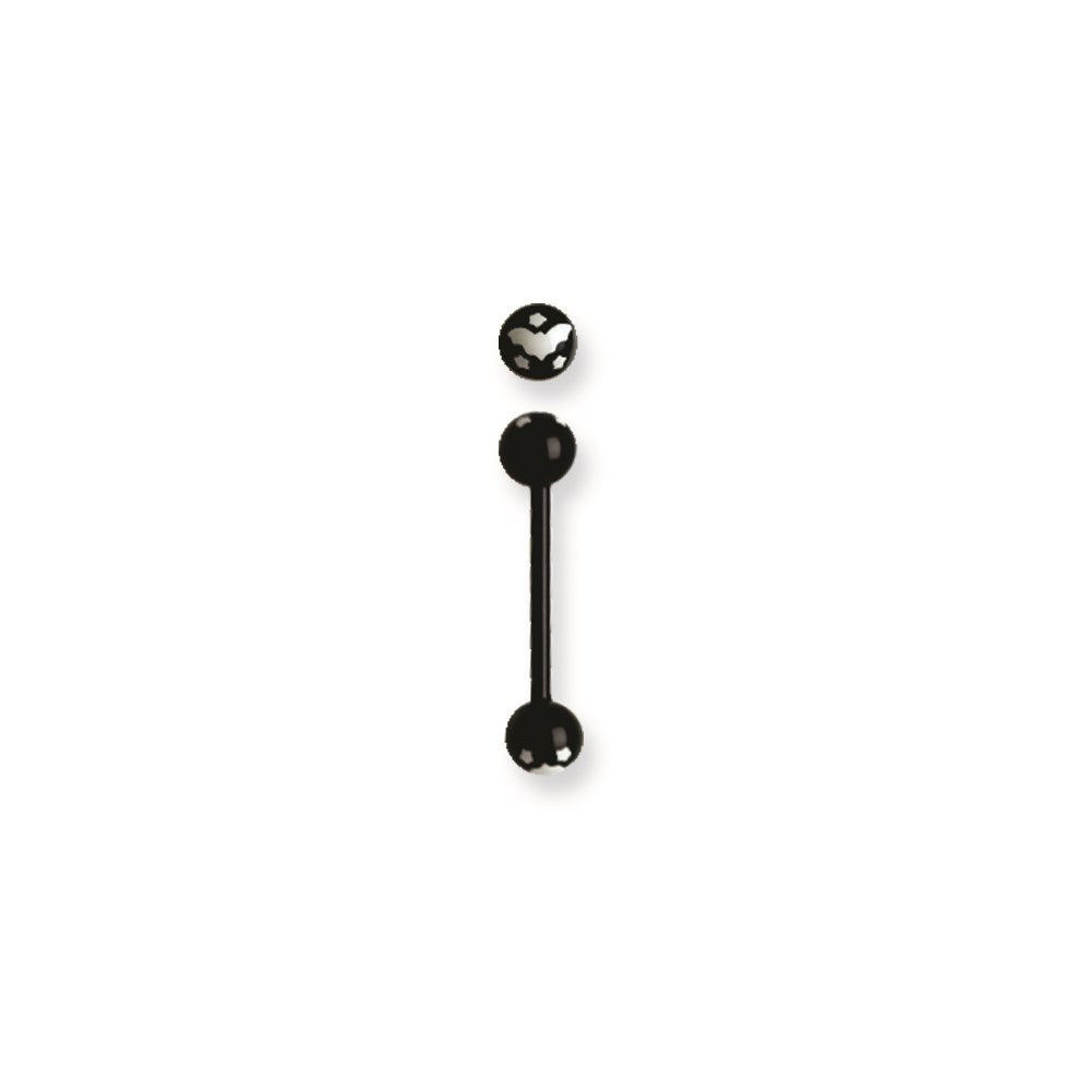 Acrylic 14G 5/8 in. Lg Bat Design in Black w/White Barbell