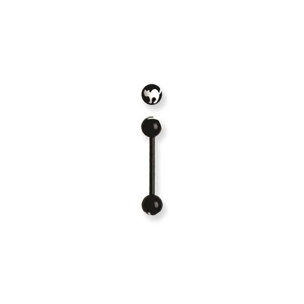 Acrylic 14G 5/8 in. Lg Cat Design in Black w/White Barbell