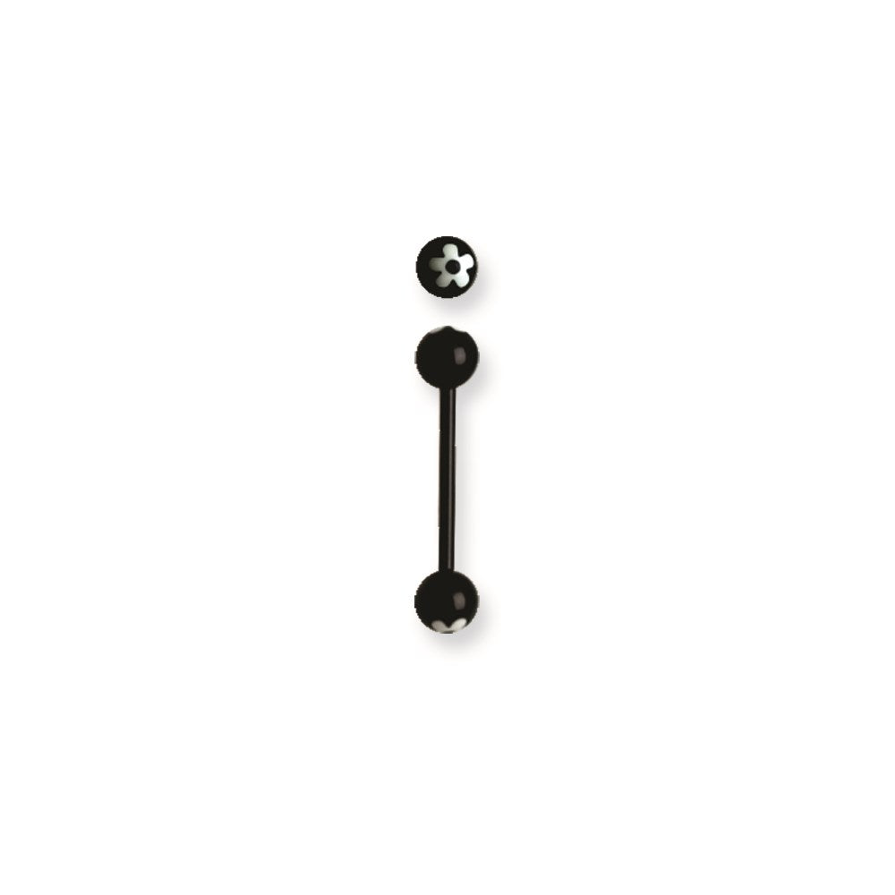 Acrylic 14G 5/8 in. Lg Daisy Design in Black w/White Barbell