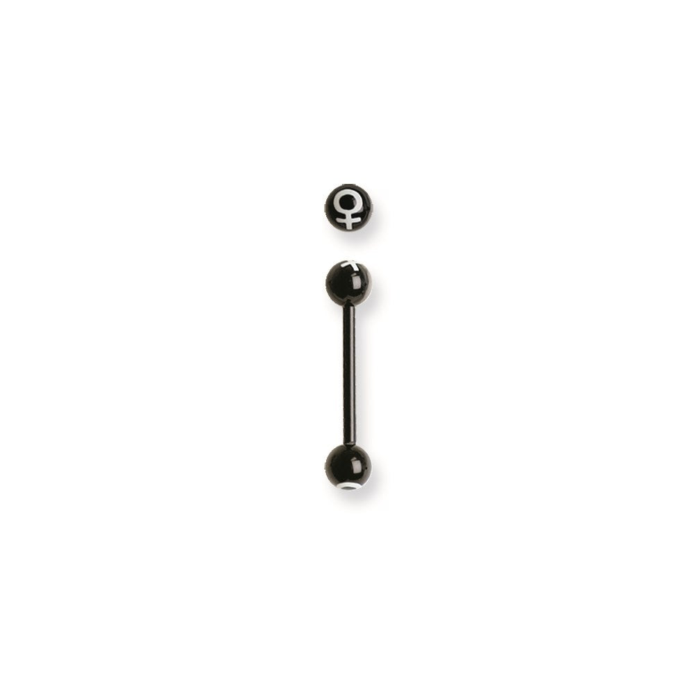 Acrylic 14G 5/8 in. Lg Female Symbol in Black/White Barbell