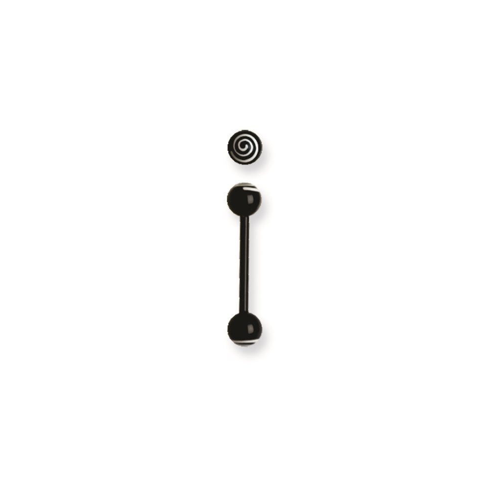 Acrylic 14G 5/8 in. Lg Hypnotic White on Black Barbell