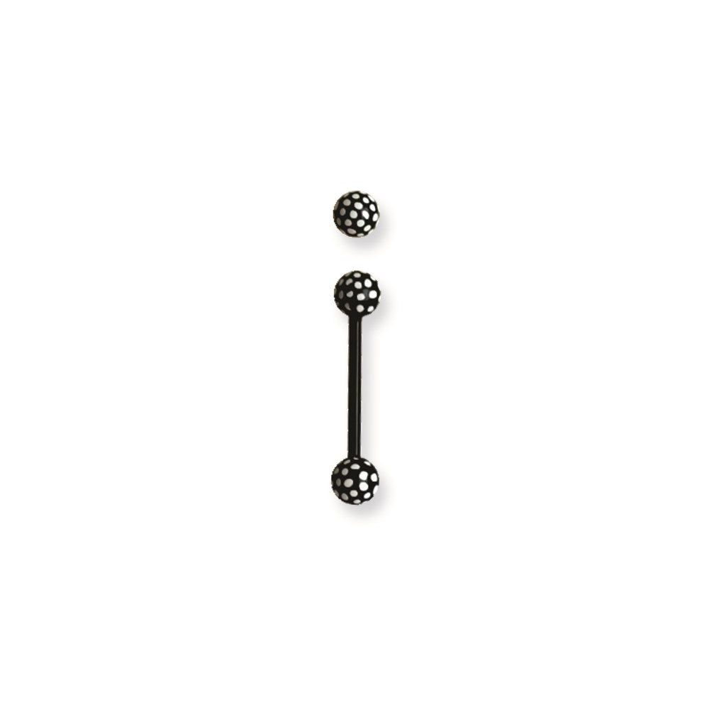 Acrylic 14G 5/8 in. Lg Polka Dots White on Black Barbell