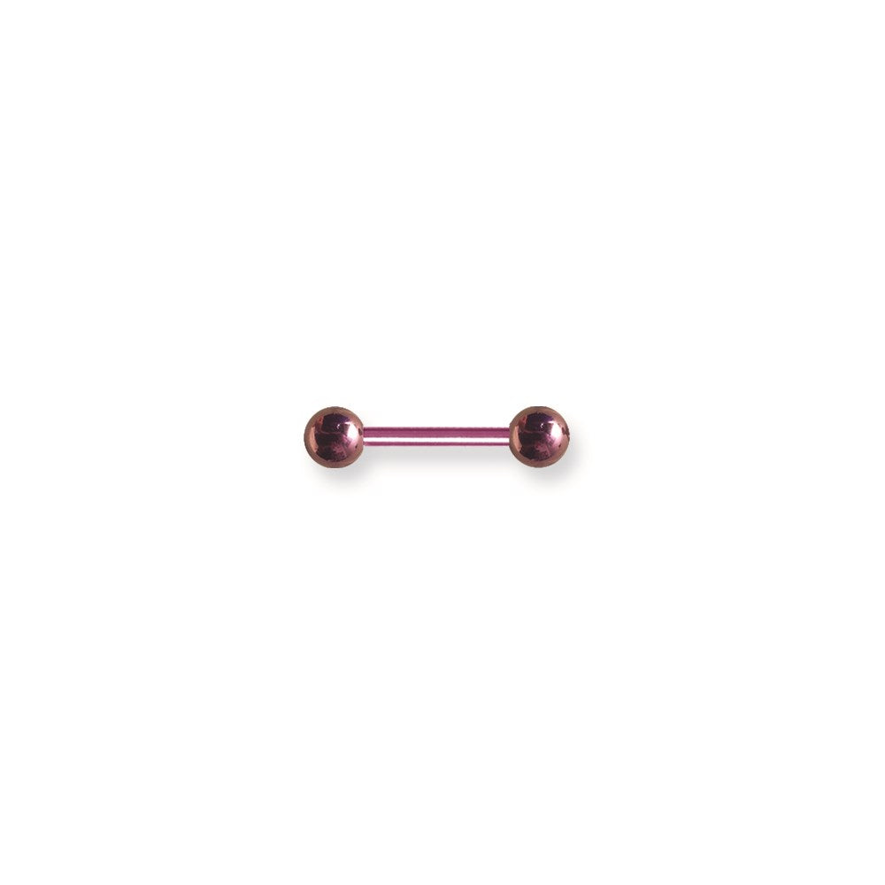 Solid Titanium BB 12G (2mm) 5/8 (15mm) Long w 6mm Titanium Balls Pink