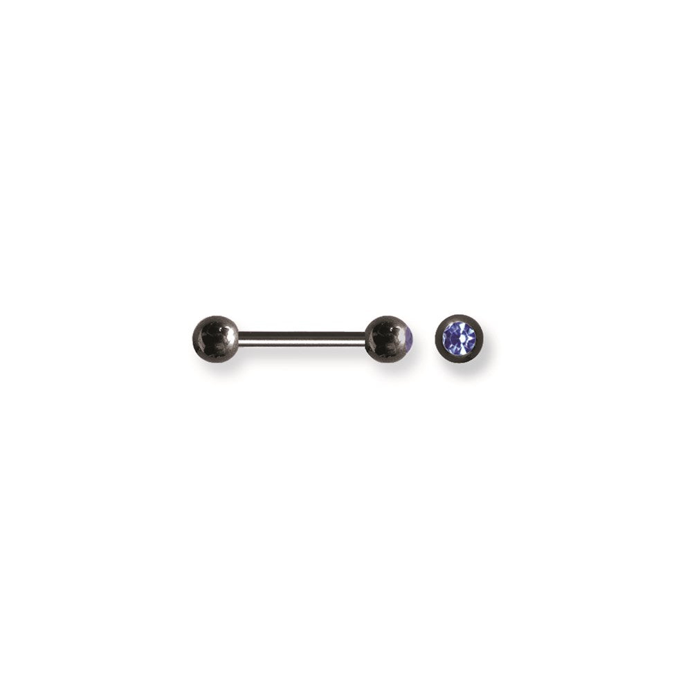 Solid Titanium BB w Single Press Fit Gem Ball 12G (2mm) 5/8 (15mm) Long