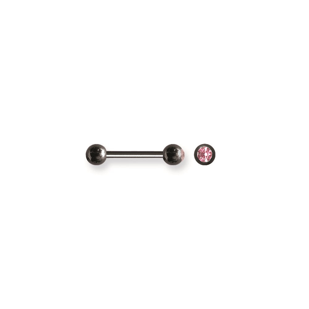 Solid Titanium BB w Single Press Fit Gem Ball 12G (2mm) 5/8 (15mm) Long