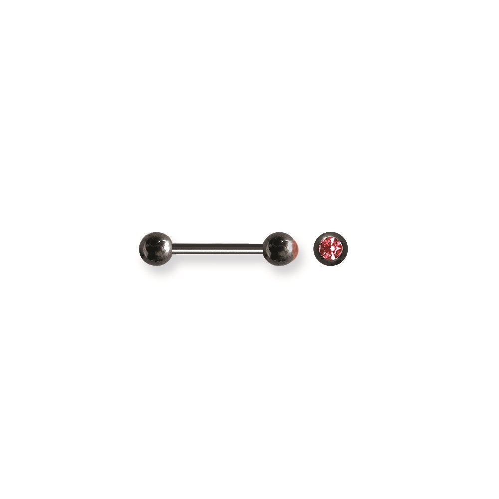 Solid Titanium BB w Single Press Fit Gem Ball 12G (2mm) 5/8 (15mm) Long