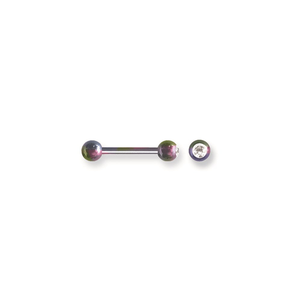 Solid Titanium BB w Single Press Fit Gem Ball 12G (2mm) 5/8 (15mm) Long