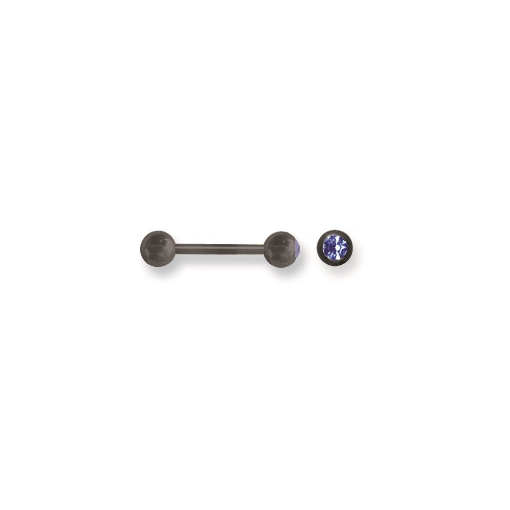 Solid Titanium BB w Single Press Fit Gem Ball 14G (1.6mm) 5/8 (15mm) Lo