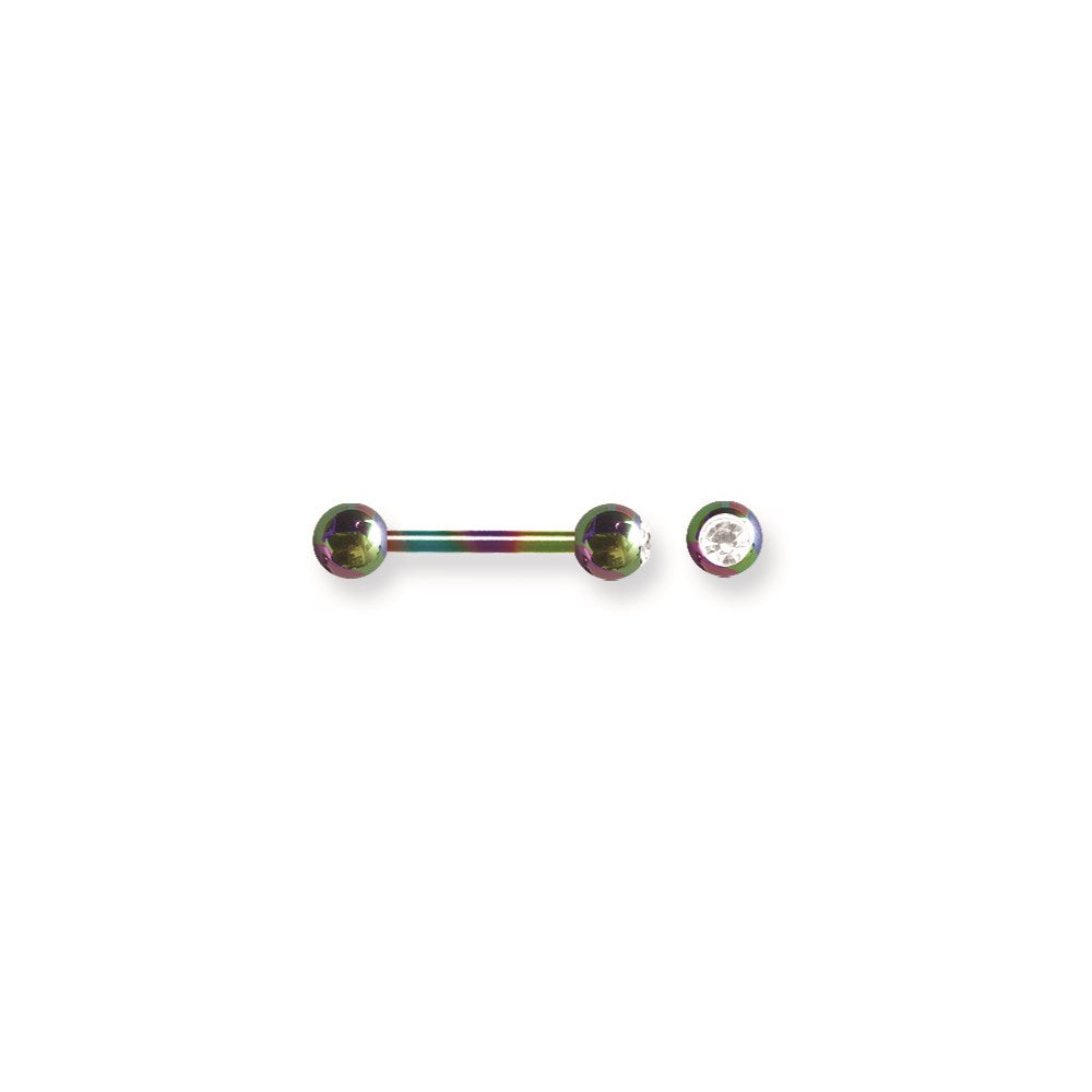 Solid Titanium BB w Single Press Fit Gem Ball 14G (1.6mm) 5/8 (15mm) Lo