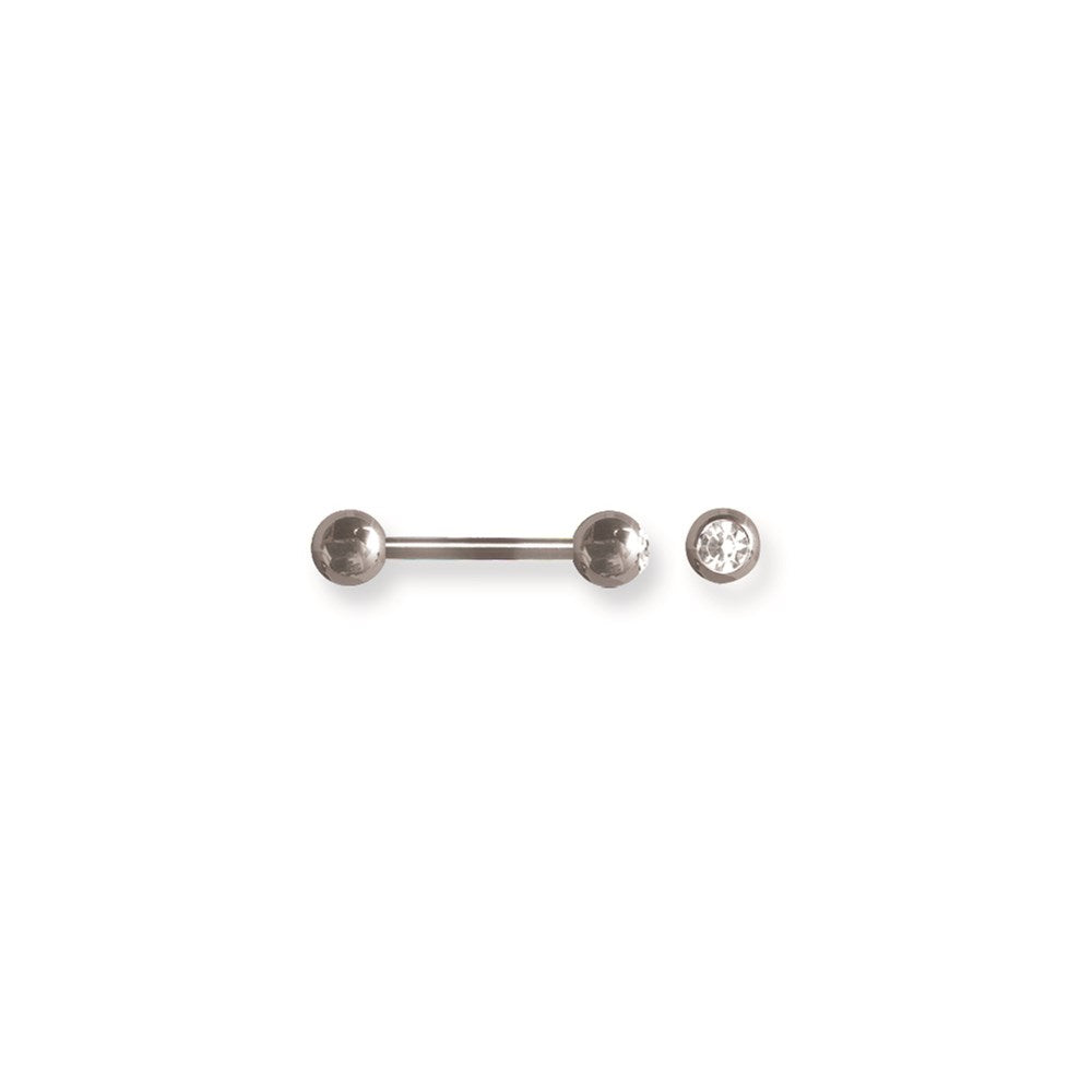 Solid Titanium BB w Single Press Fit Gem Ball 14G (1.6mm) 5/8 (15mm) Lo