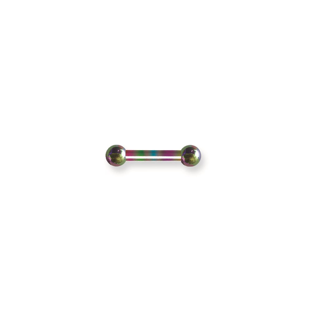 Solid Titanium BB 8G (3.2mm) 5/8 (15mm) Long w 6mm Titanium Balls Rainb