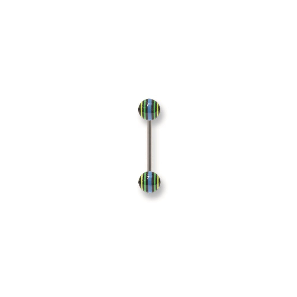 Stainless Stl Straight BB w Acrylic Neon Layered Balls 14G (1.6mm) 5/8