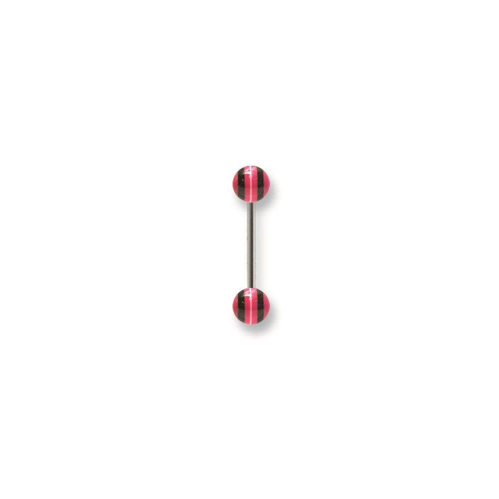 Stainless Stl Straight BB w Acrylic Neon Layered Balls 14G (1.6mm) 5/8