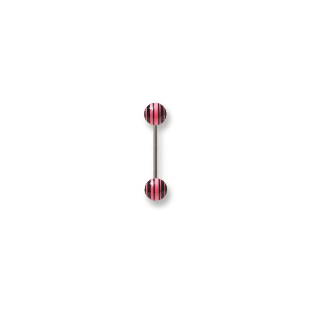 Stainless Stl Straight BB w Acrylic Neon Layered Balls 14G (1.6mm) 5/8