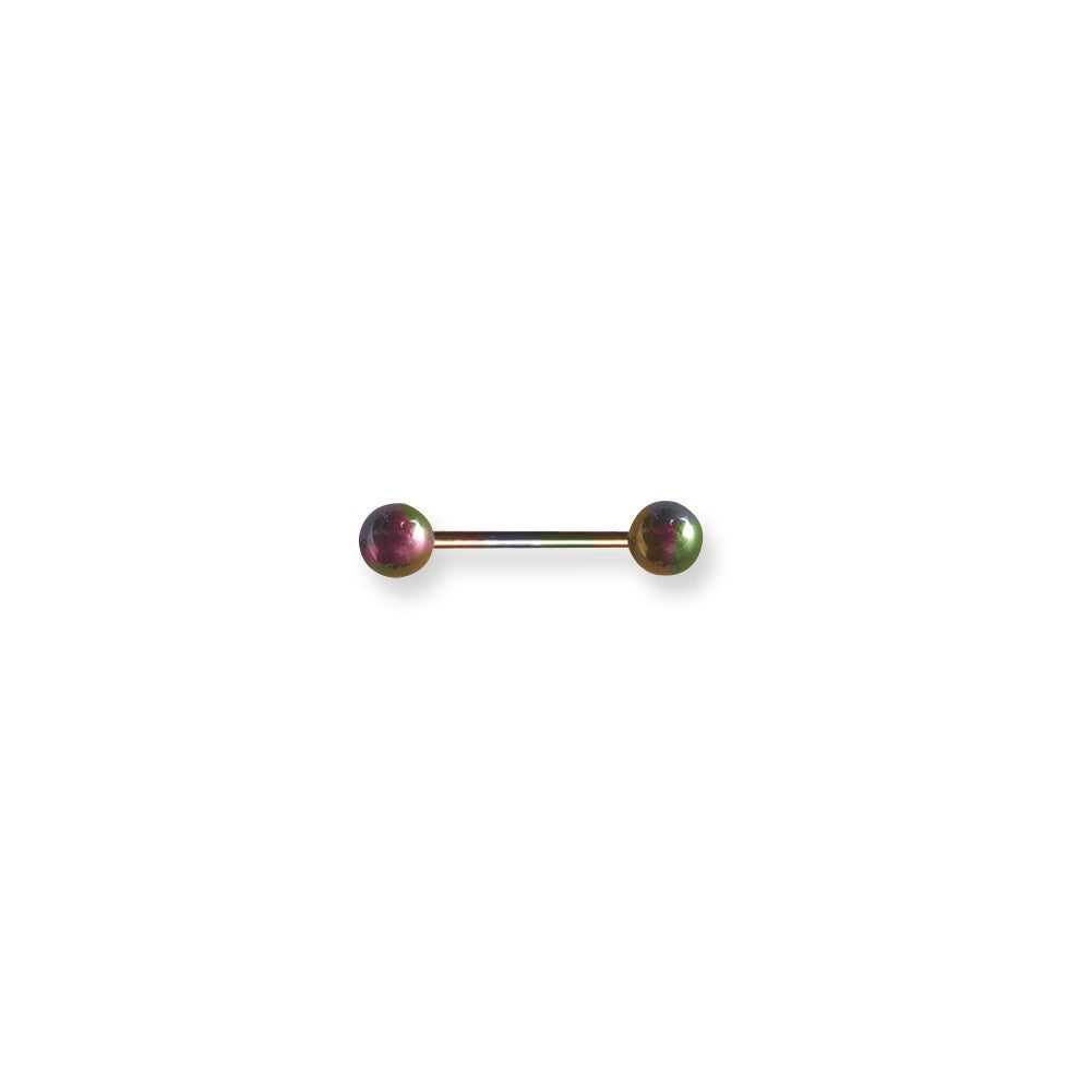 Plated SGSS BB 14G (1.6mm) 5/8 (15mm) Long w 6mm balls Rainbow (ZR-DS09