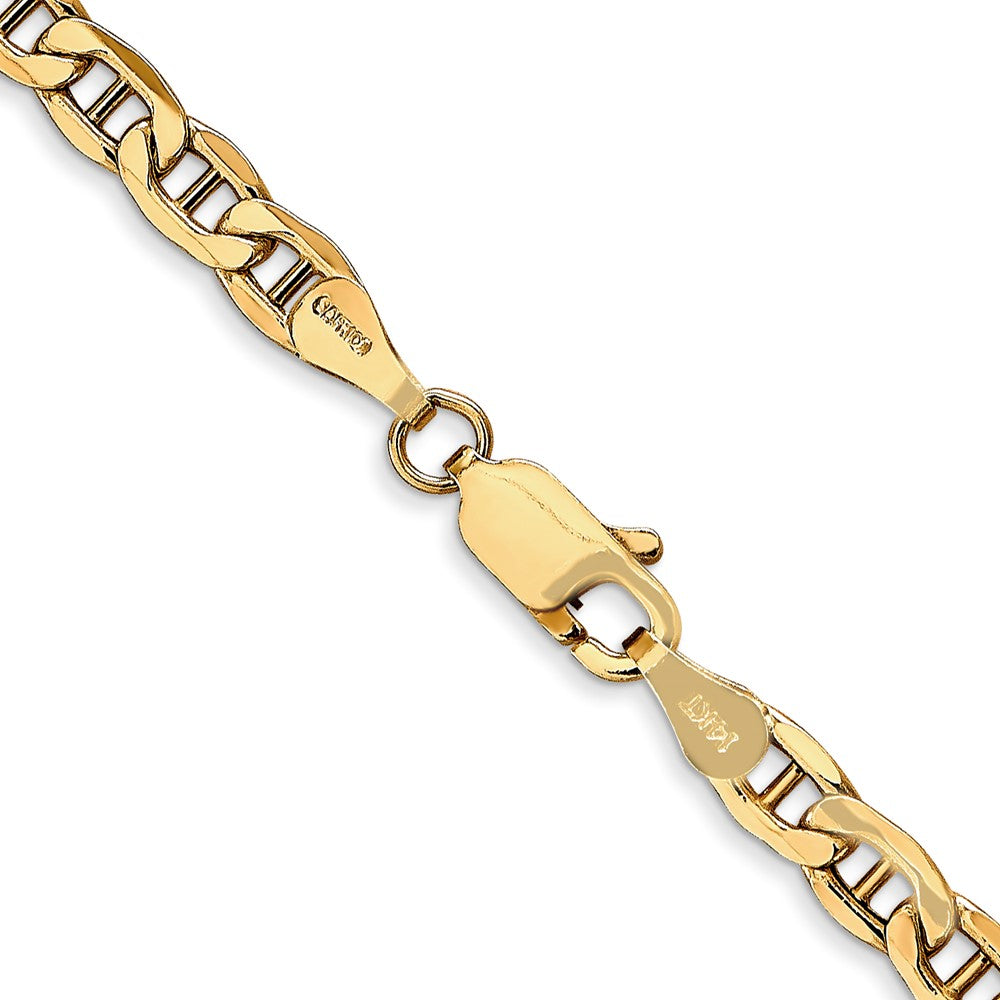 14K 24 inch 4mm Semi-Solid Anchor with Lobster Clasp Chain