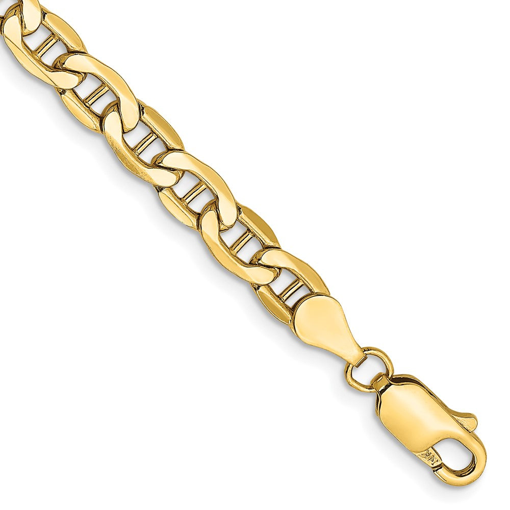 14K 7 inch 4.75mm Semi-Solid Anchor with Lobster Clasp Bracelet