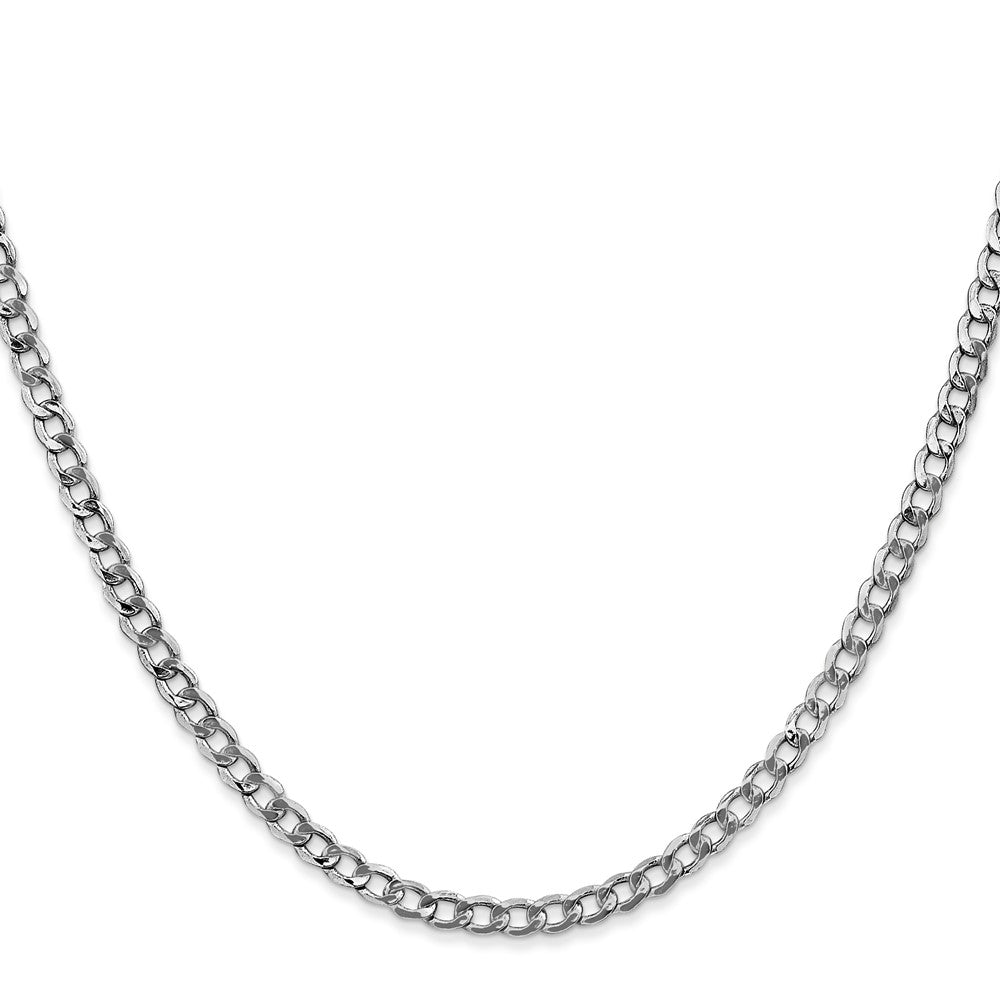 14K White Gold 18 inch 3.35mm Semi-Solid Curb with Lobster Clasp Chain