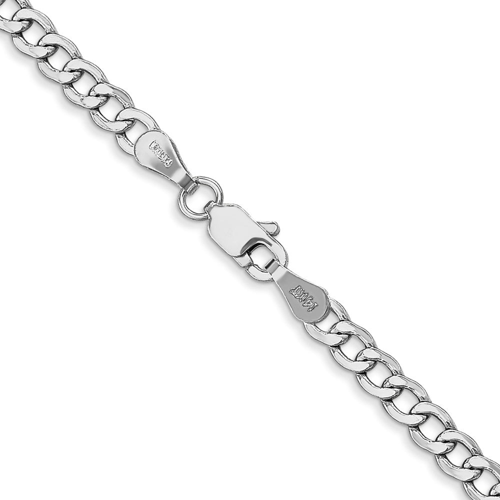 14K White Gold 18 inch 3.35mm Semi-Solid Curb with Lobster Clasp Chain