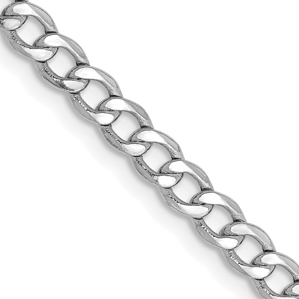 14K White Gold 18 inch 3.35mm Semi-Solid Curb with Lobster Clasp Chain