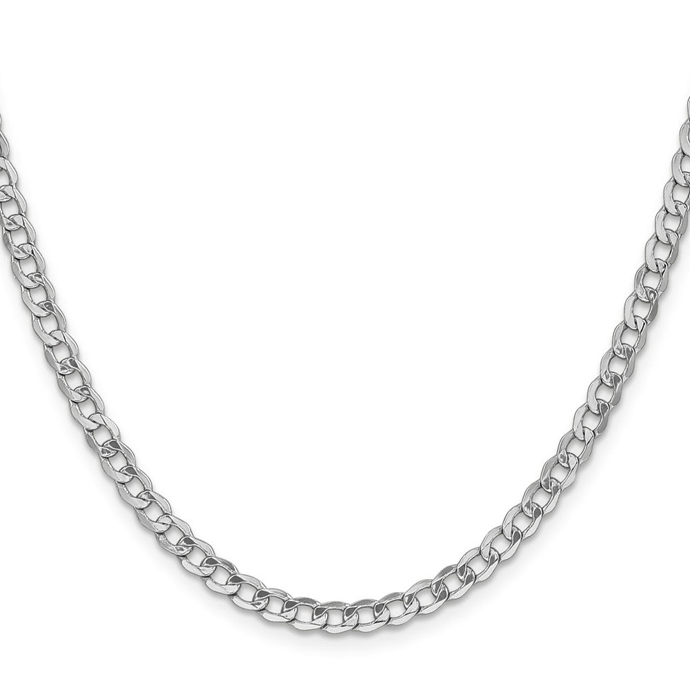 14K White Gold 18 inch 4.3mm Semi-Solid Curb with Lobster Clasp Chain