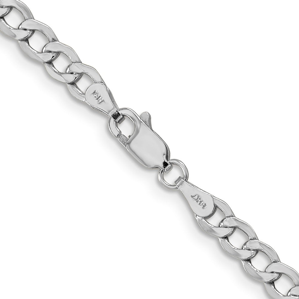 14K White Gold 18 inch 4.3mm Semi-Solid Curb with Lobster Clasp Chain