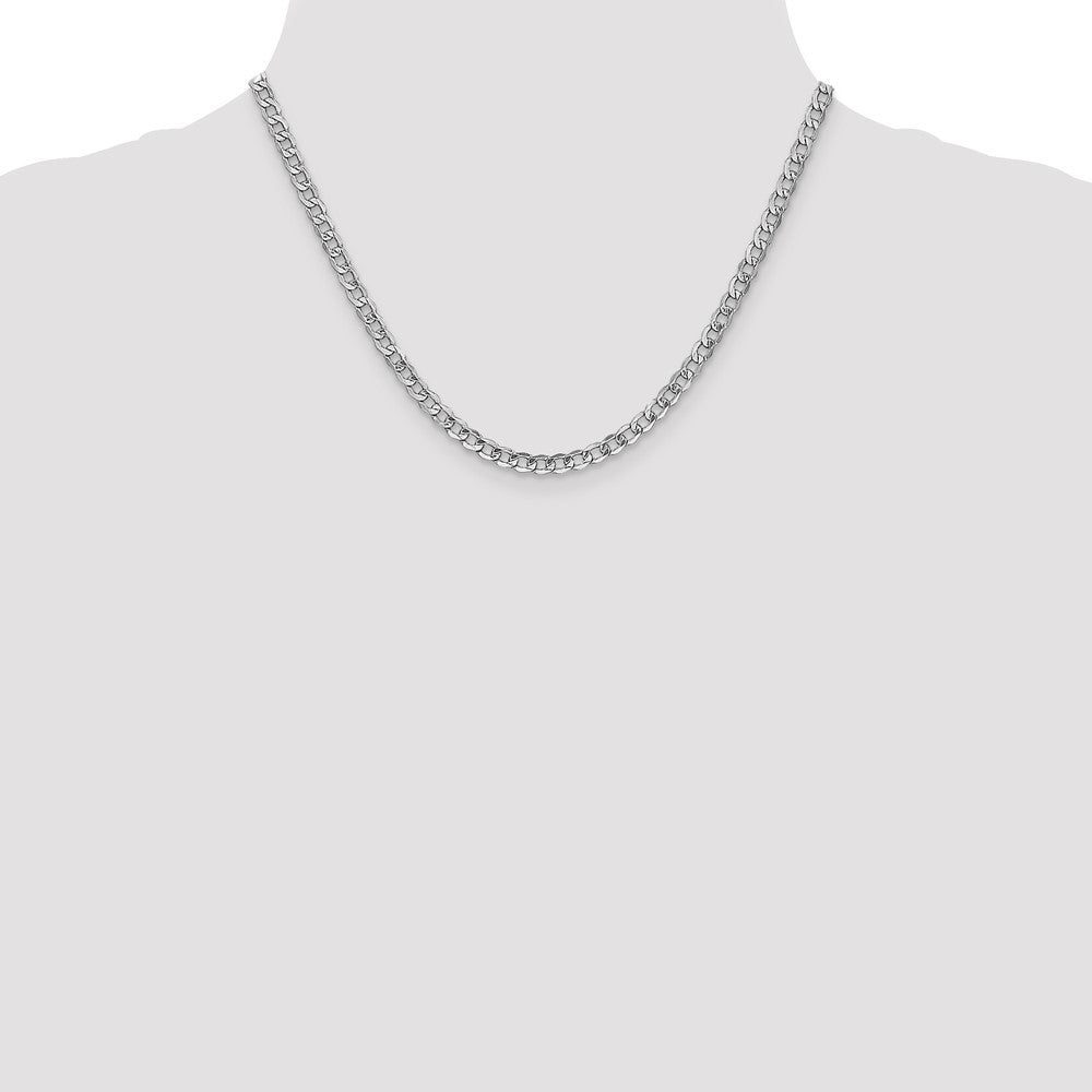 14K White Gold 18 inch 4.3mm Semi-Solid Curb with Lobster Clasp Chain