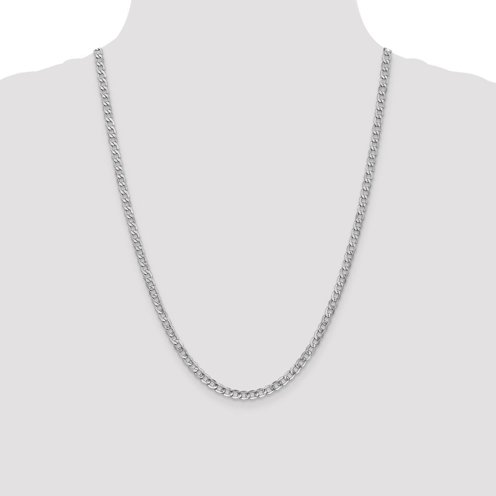 14K White Gold 24 inch 4.3mm Semi-Solid Curb with Lobster Clasp Chain