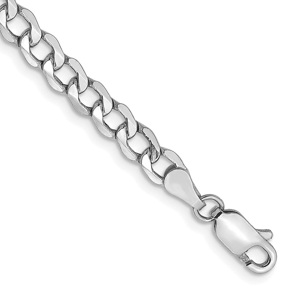 14K White Gold 7 inch 4.3mm Semi-Solid Curb with Lobster Clasp Bracelet