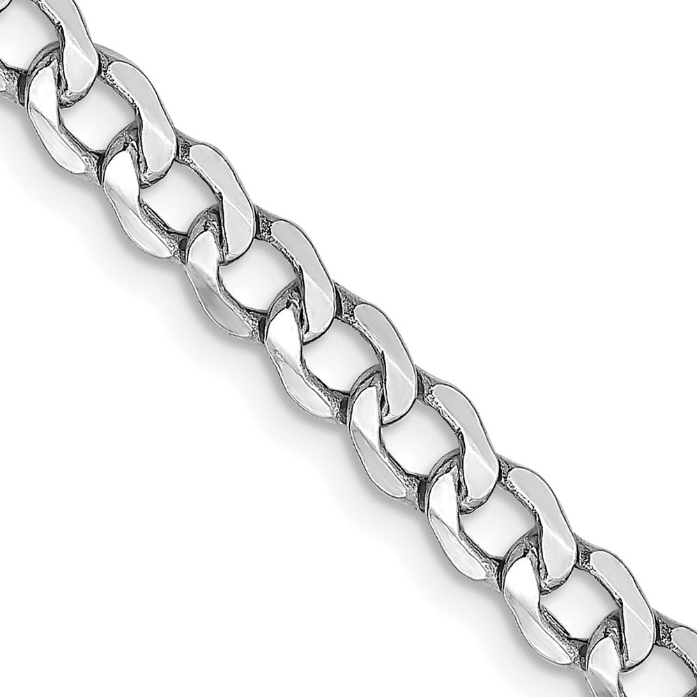 14K White Gold 18 inch 4.3mm Semi-Solid Curb with Lobster Clasp Chain