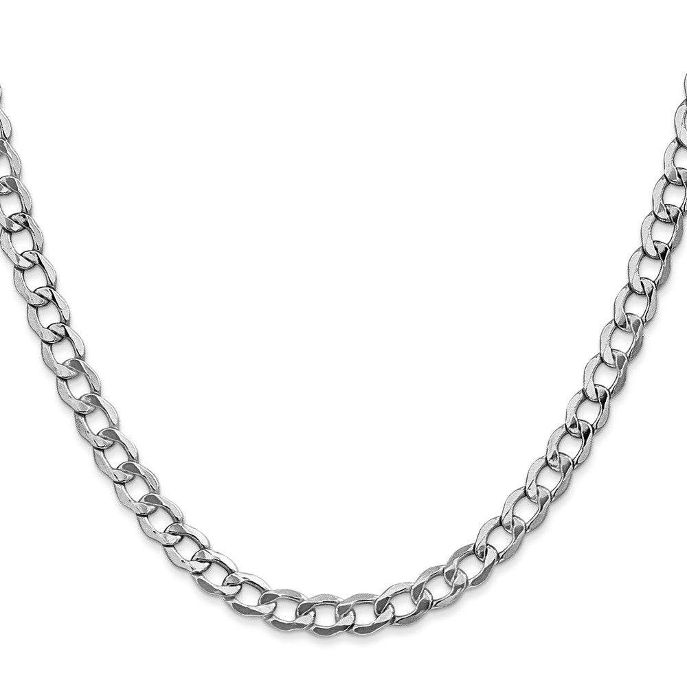 14K White Gold 18 inch 5.25mm Semi-Solid Curb with Lobster Clasp Chain