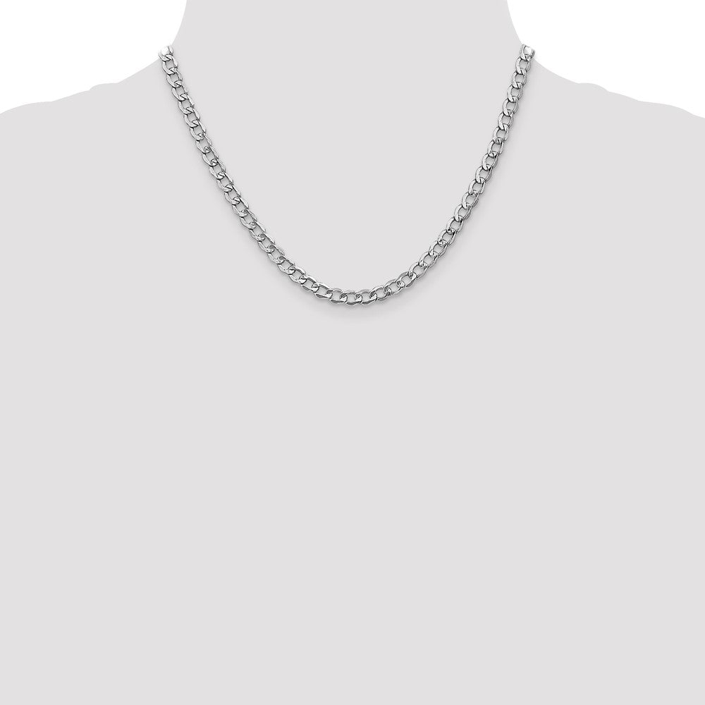 14K White Gold 18 inch 5.25mm Semi-Solid Curb with Lobster Clasp Chain