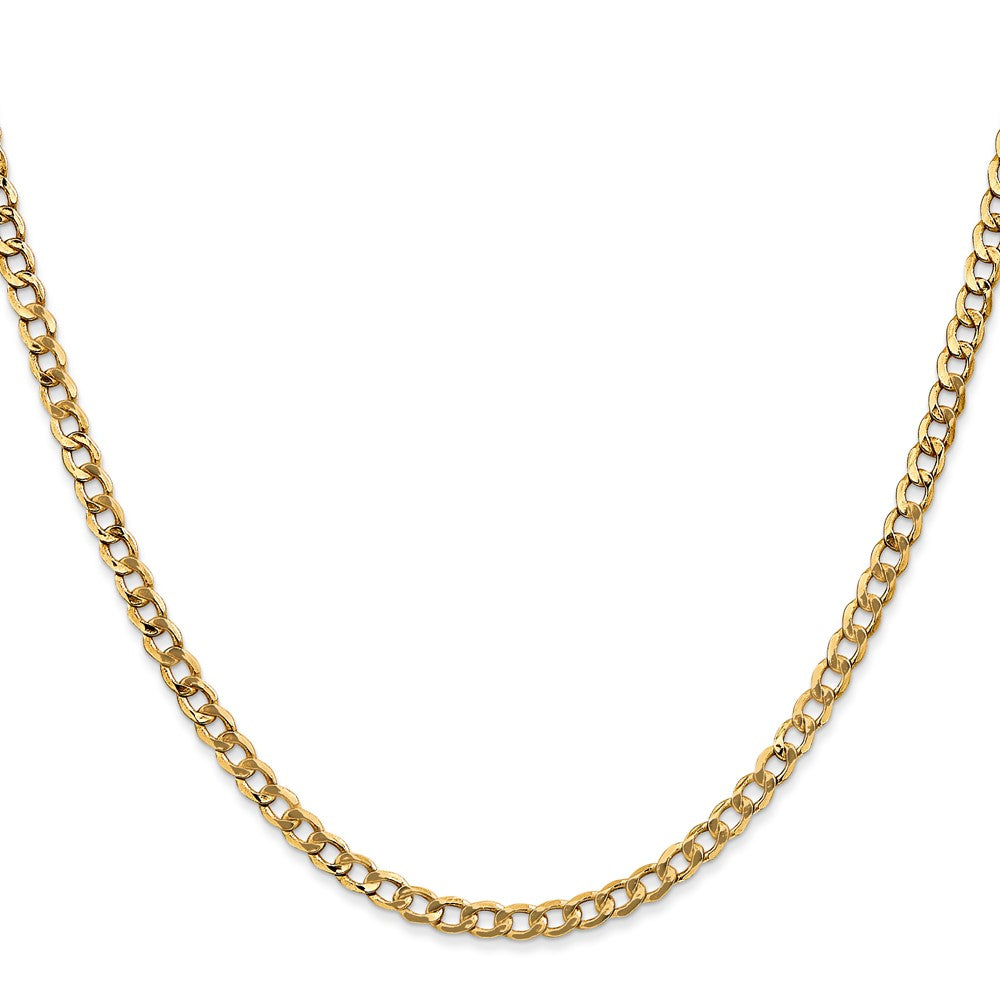 14K 20 inch 3.35mm Semi-Solid Curb with Lobster Clasp Chain