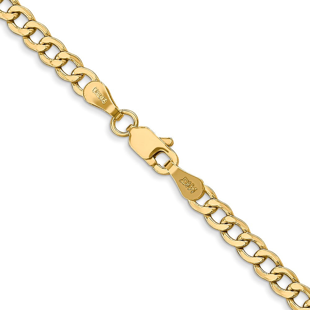 14K 20 inch 3.35mm Semi-Solid Curb with Lobster Clasp Chain