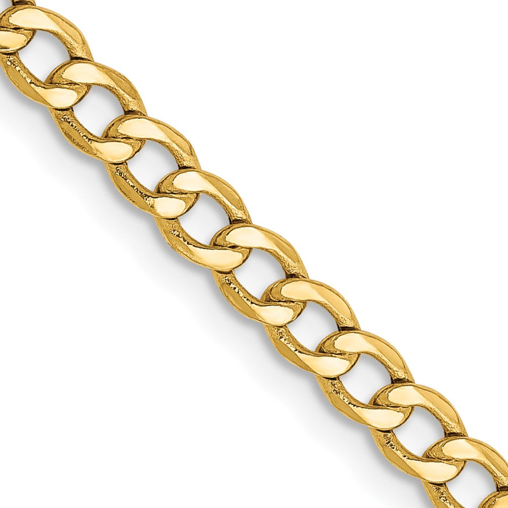 14K 24 inch 3.35mm Semi-Solid Curb with Lobster Clasp Chain