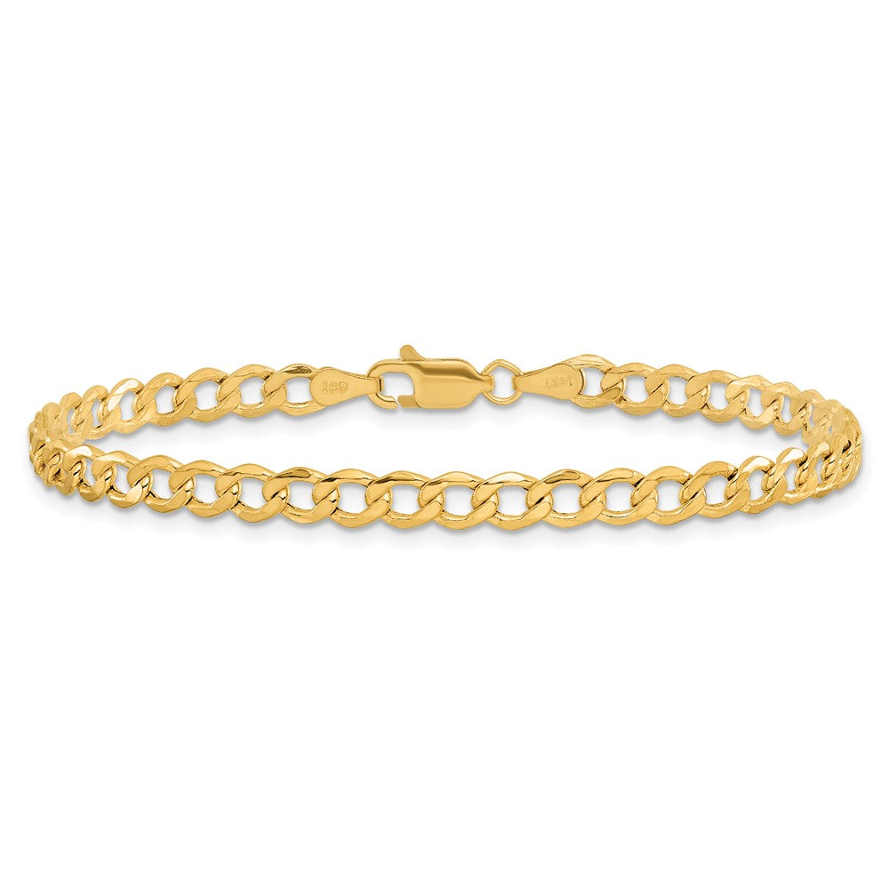 14K 7 inch 4.3mm Semi-Solid Curb with Lobster Clasp Bracelet