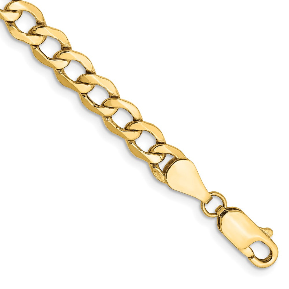 14K 7 inch 5.25mm Semi-Solid Curb with Lobster Clasp Bracelet