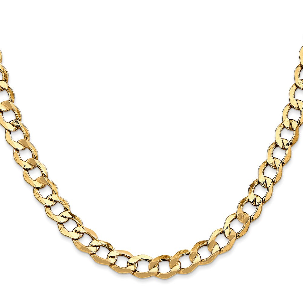 14K 24 inch 6.5mm Semi-Solid Curb with Lobster Clasp Chain