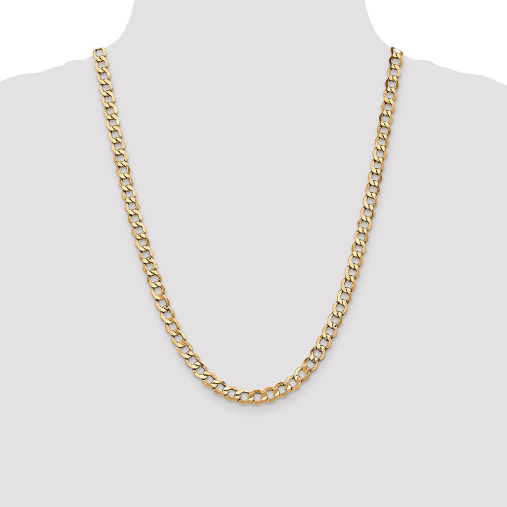 14K 24 inch 6.5mm Semi-Solid Curb with Lobster Clasp Chain