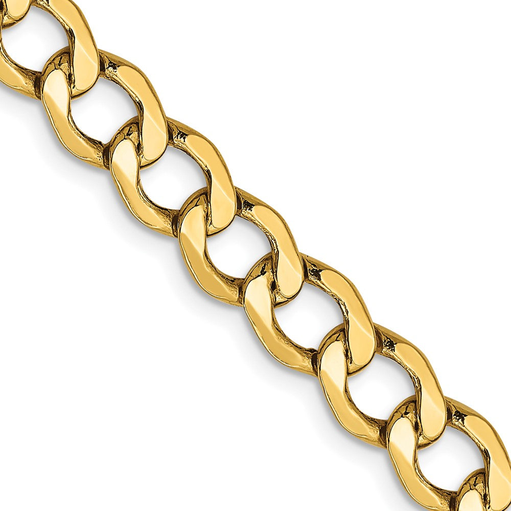 14K 24 inch 6.5mm Semi-Solid Curb with Lobster Clasp Chain