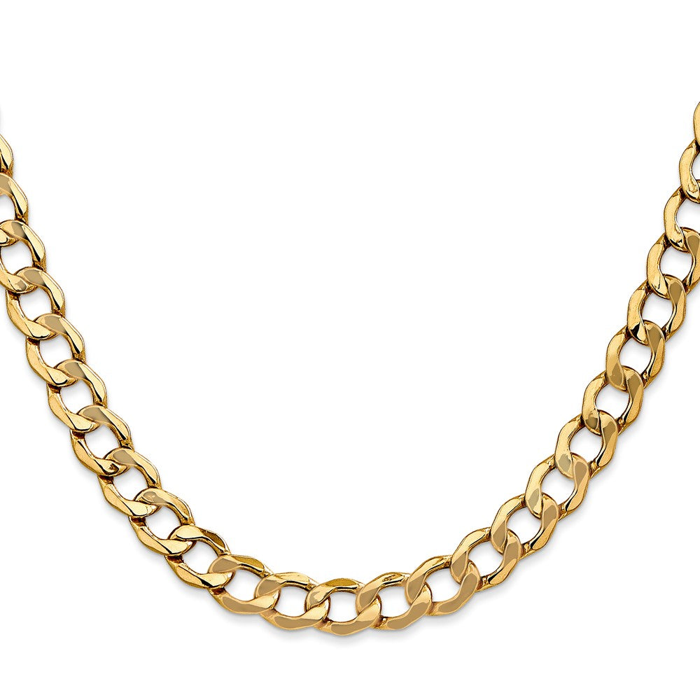 14K 24 inch 7mm Semi-Solid Curb with Lobster Clasp Chain