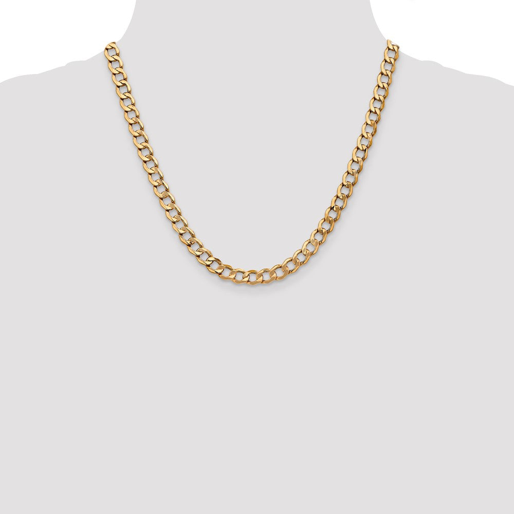 14K 20 inch 7mm Semi-Solid Curb with Lobster Clasp Chain