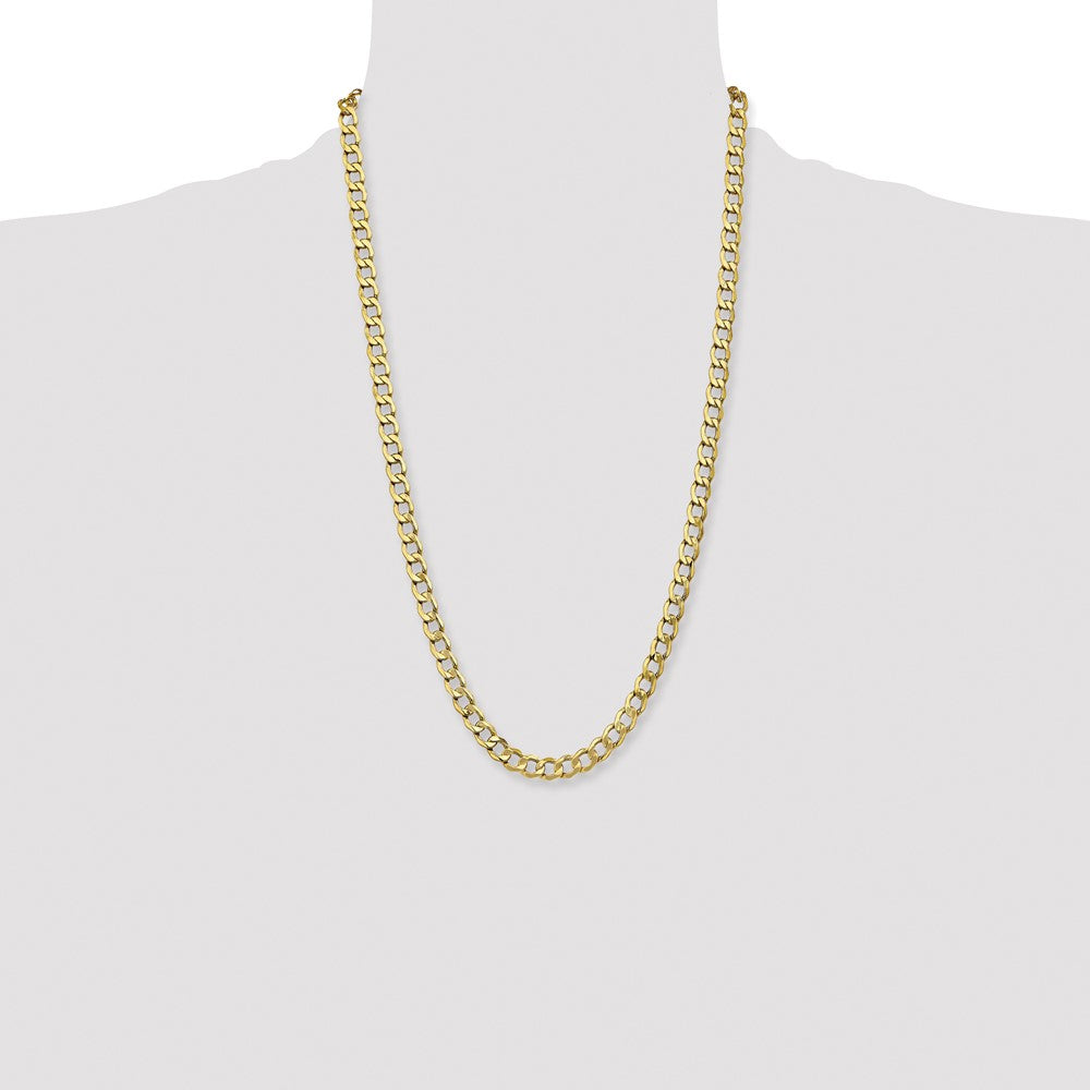 14K 26 inch 7mm Semi-Solid Curb with Lobster Clasp Chain