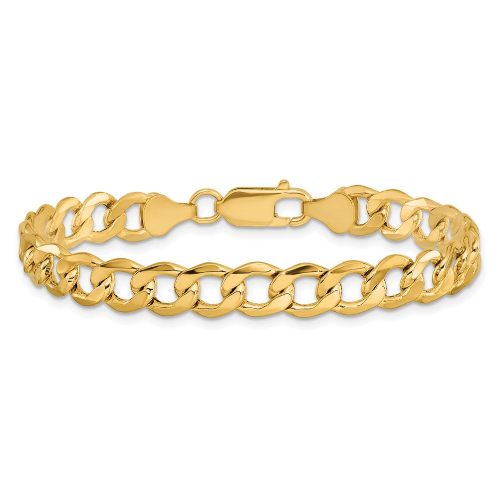 14K 7 inch 7mm Semi-Solid Curb with Lobster Clasp Bracelet