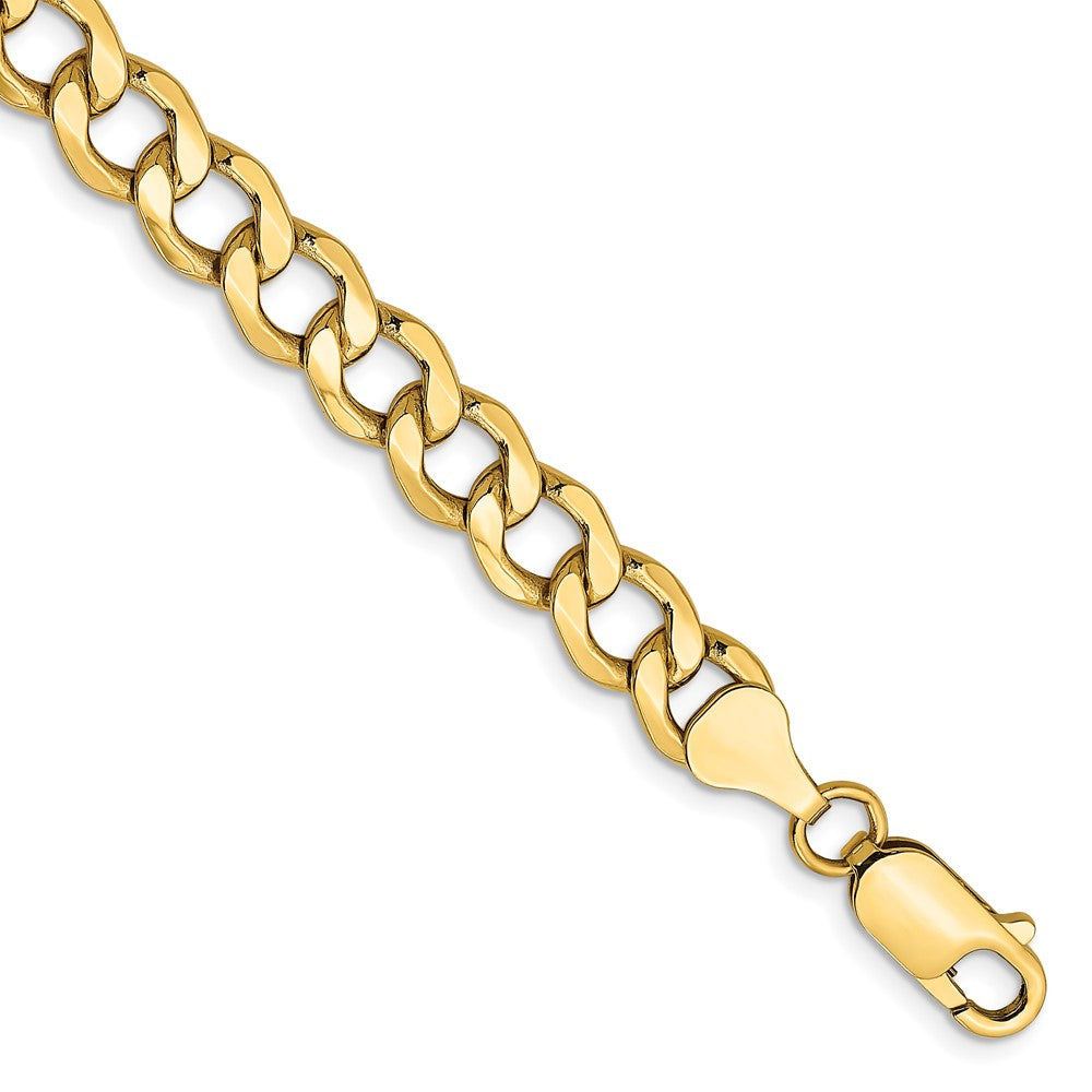 14K 8 inch 7mm Semi-Solid Curb with Lobster Clasp Bracelet