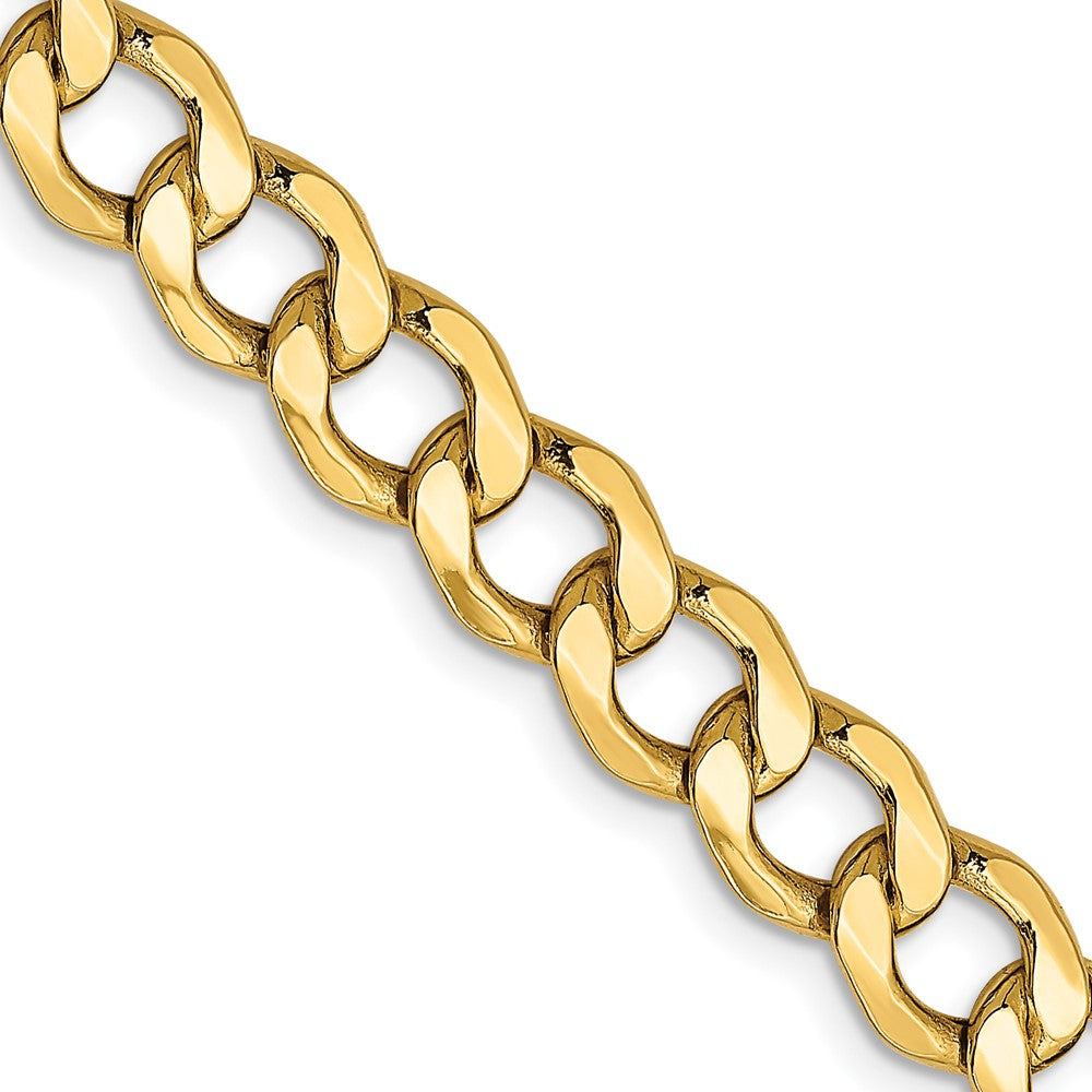 14K 24 inch 7mm Semi-Solid Curb with Lobster Clasp Chain