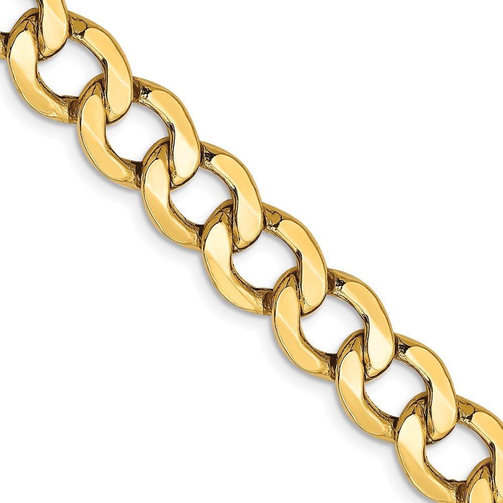 14K 20 inch 9mm Semi-Solid Curb with Lobster Clasp Chain