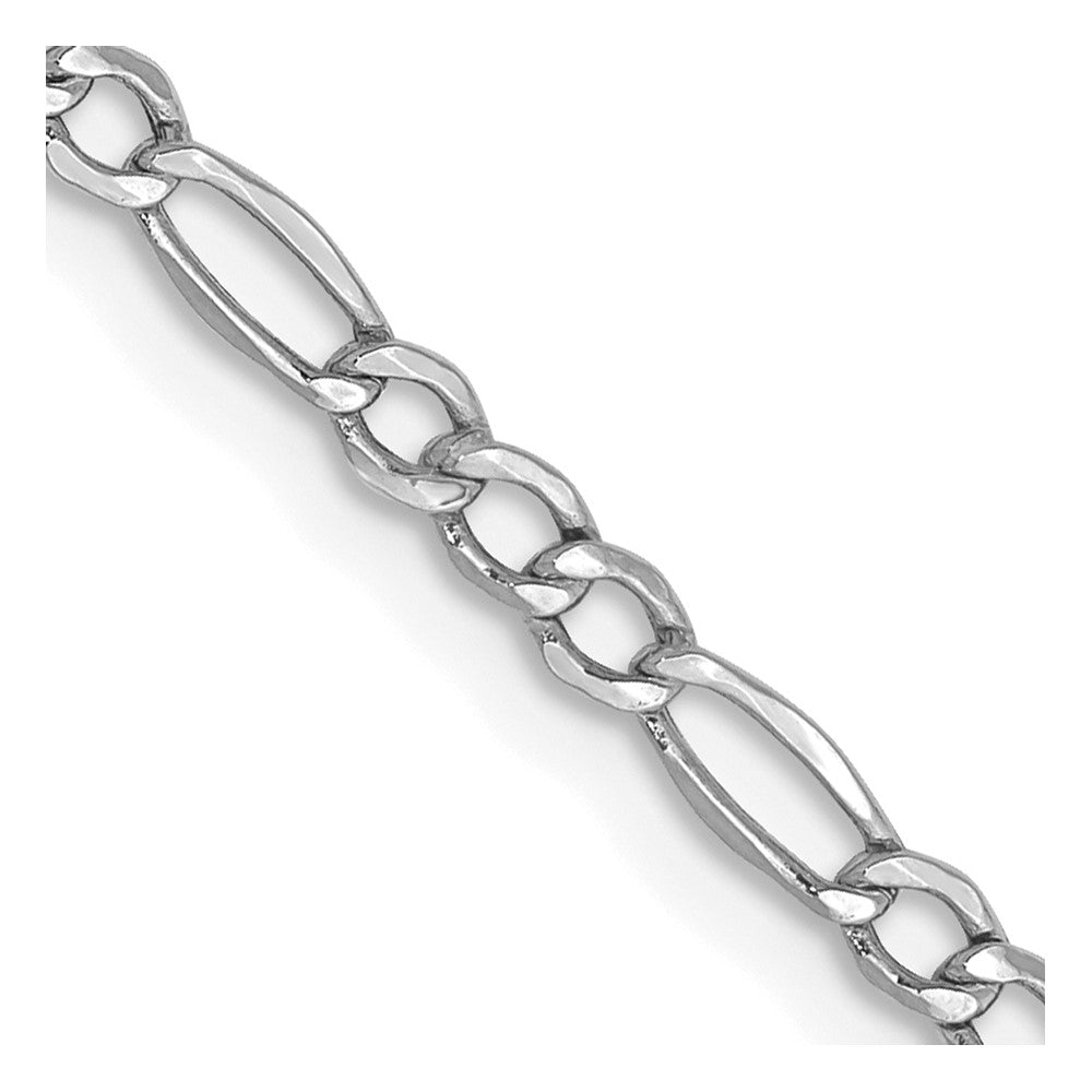 14K White Gold 18 inch 2.5mm Semi-Solid Figaro with Lobster Clasp Chain